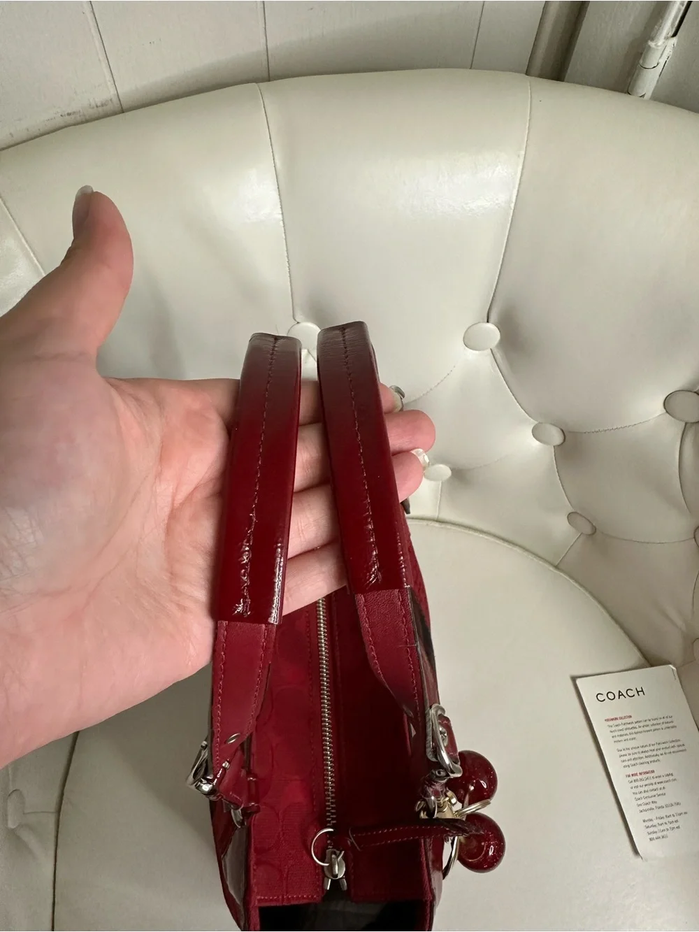 Coach Red Patchwork Tote Bag - Picture 9 of 9
